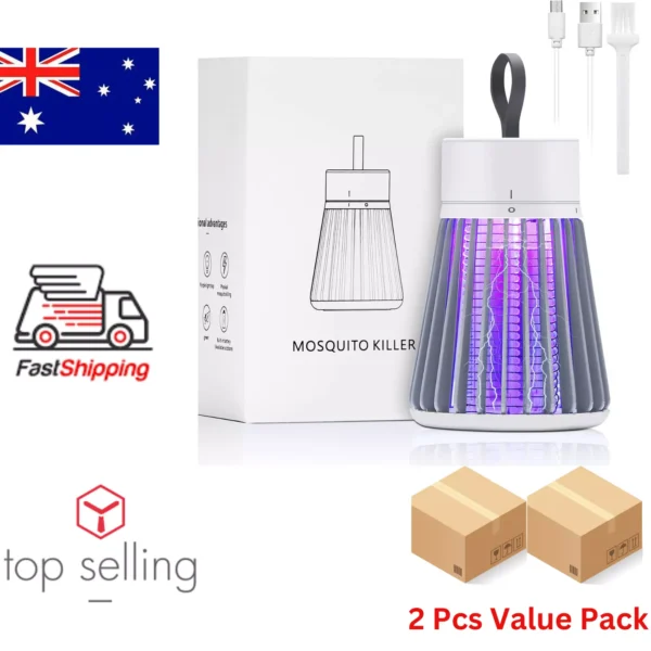 2 Pcs Mosquito Killer Lamp Insect Catcher Fly Bug Zapper Trap LED UV Mozzie