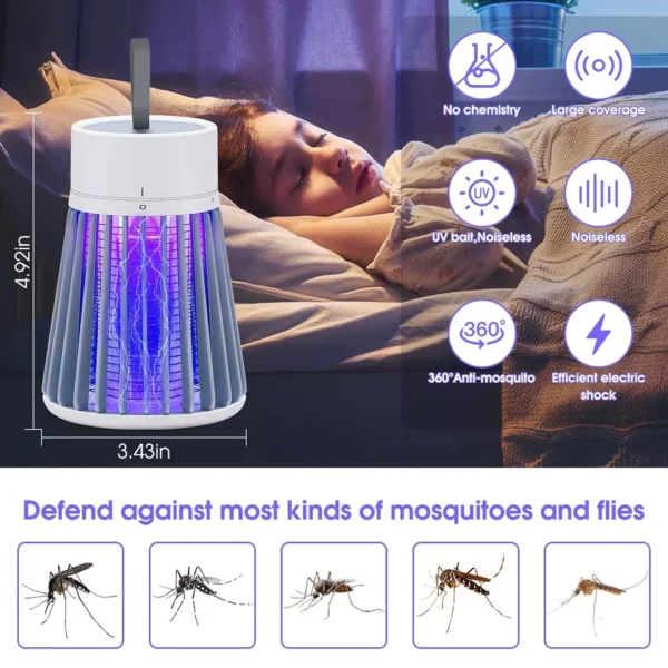 2 Pcs Mosquito Killer Lamp Insect Catcher Fly Bug Zapper Trap LED UV Mozzie - Image 3